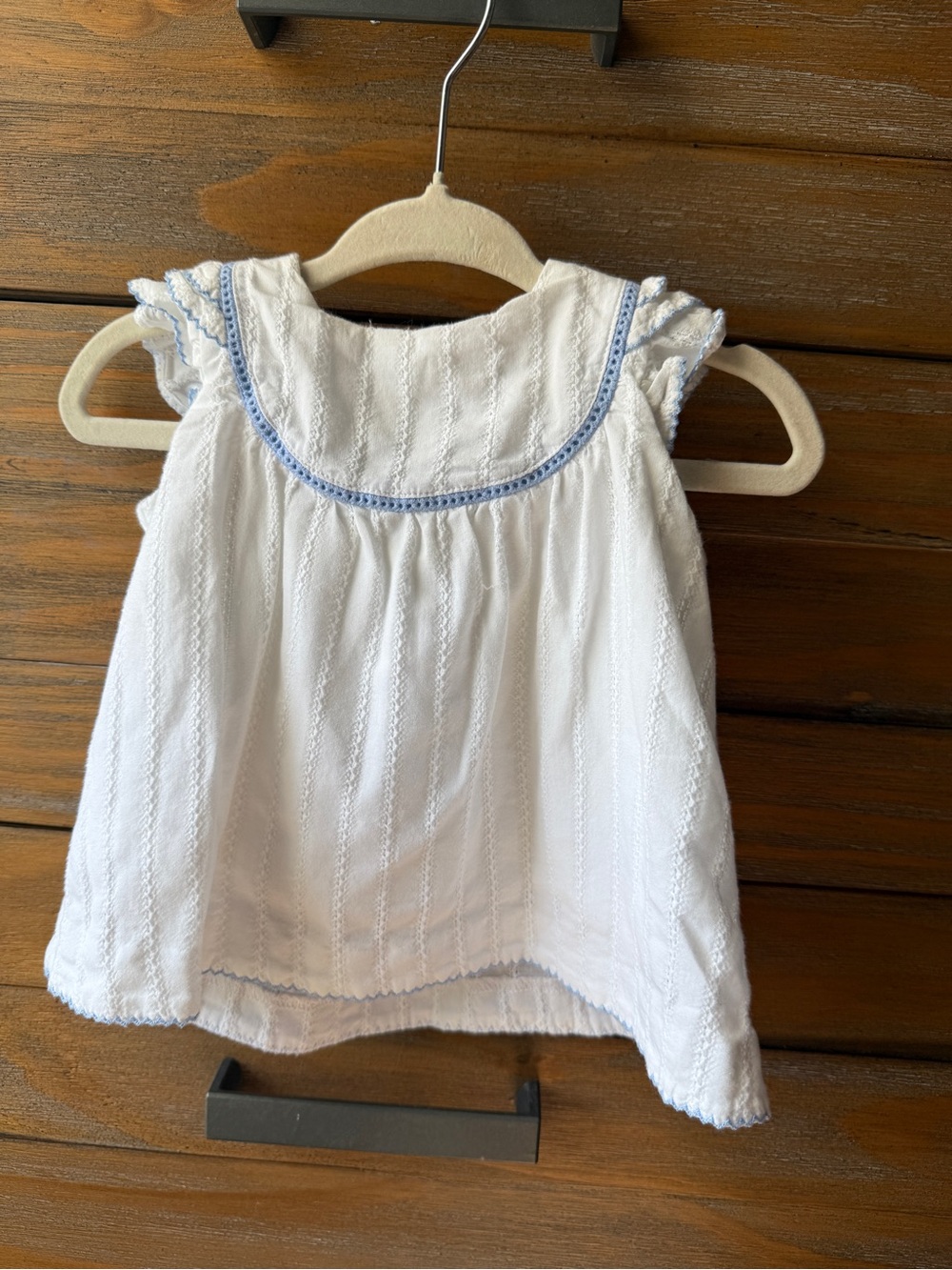 Janie and Jack White Matching Set with Light Blue Trim